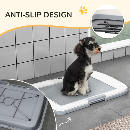 Dog Toilet Training Tray 63x49x6cm for Indoor & Outdoor Use - Grey & White