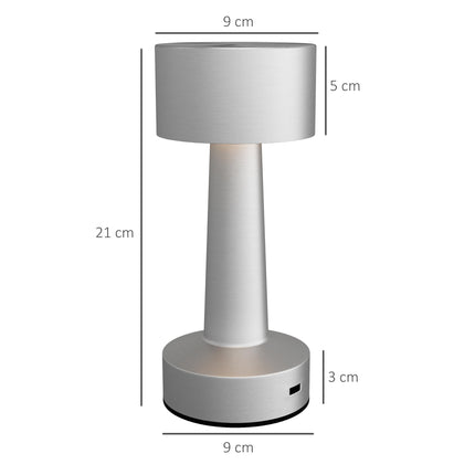 2 Pack Cordless Touch LED Table Lamps with Rechargeable Battery, 3 Colour Modes - Silver