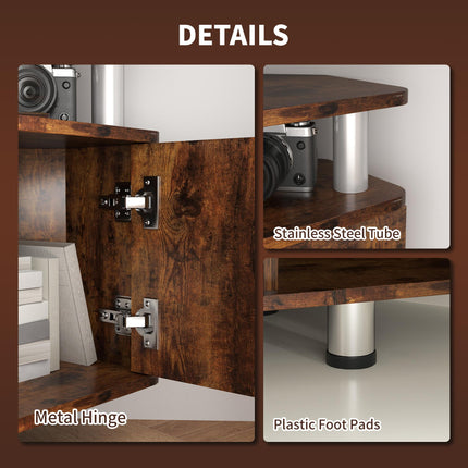 TV Unit Cabinet for TVs up to 55 Inches with Storage Shelves and Cupboard - Rustic Brown