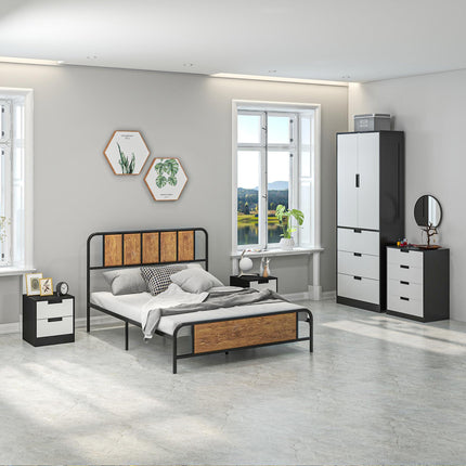 Bedroom Furniture Set, Wardrobe with Hanging Rod, 4 Drawer Chest of Drawers, 2 B