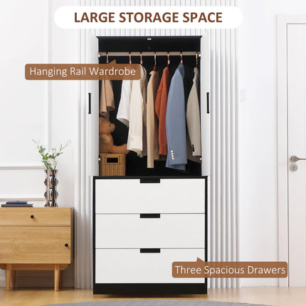 Bedroom Furniture Set, Wardrobe with Hanging Rod, 4 Drawer Chest of Drawers, 2 B