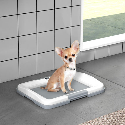Dog Toilet Training Tray for Small Dogs 47x34x6cm - Grey and White
