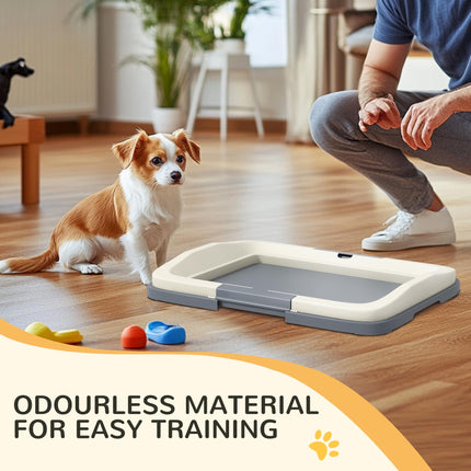 Dog Toilet Training Tray for Small Dogs 47x34x6cm - Grey and White