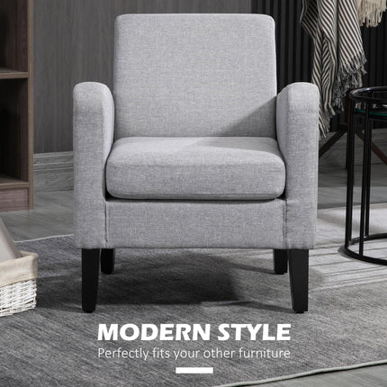 2 Pieces Modern Upholstered Armchairs with Rubber Wood Legs for Living Room and Bedroom - Light Grey