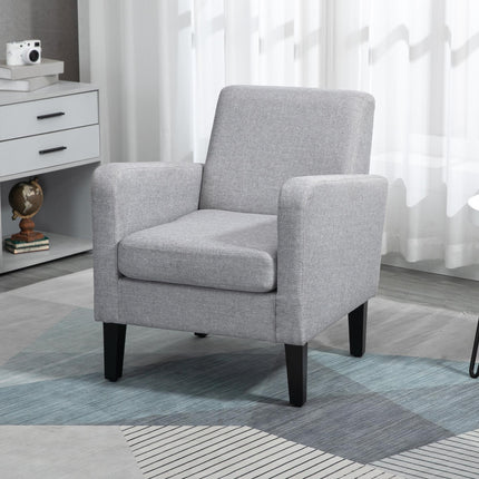 2 Pieces Modern Upholstered Armchairs with Rubber Wood Legs for Living Room and Bedroom - Light Grey