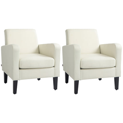 2 Pieces Modern Armchairs with Rubber Wood Legs, Upholstered Accent Chairs, Sing