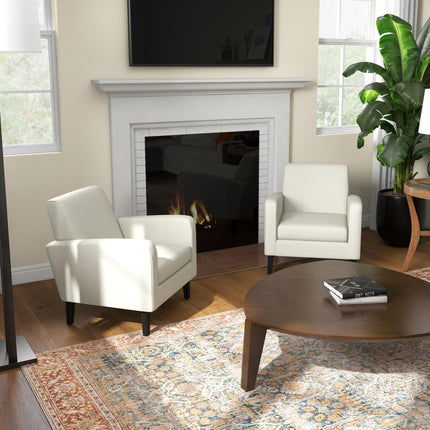 2 Pieces Modern Armchairs with Rubber Wood Legs, Upholstered Accent Chairs, Sing