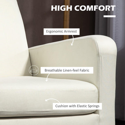 2 Pieces Modern Armchairs with Rubber Wood Legs, Upholstered Accent Chairs, Sing