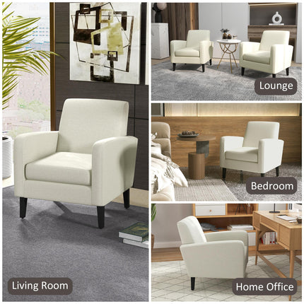 2 Pieces Modern Armchairs with Rubber Wood Legs, Upholstered Accent Chairs, Sing