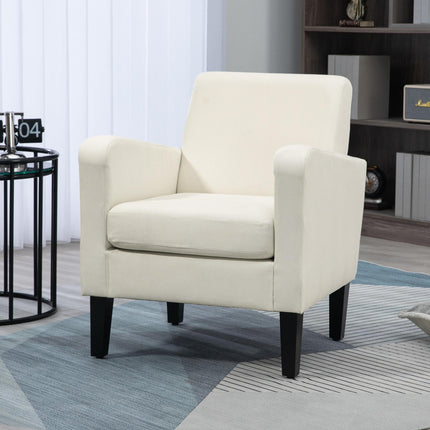 2 Pieces Modern Armchairs with Rubber Wood Legs, Upholstered Accent Chairs, Sing