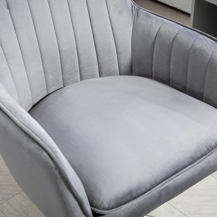 Velvet-Feel Swivel Office Desk Chair with Adjustable Height and Wheels - Grey