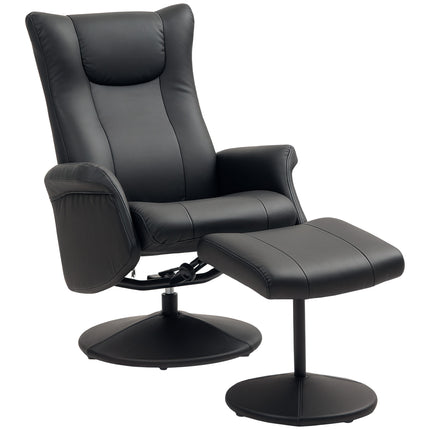 Swivel Recliner Chair with Footstool, PU Leather Recliner Armchair with Adjustab