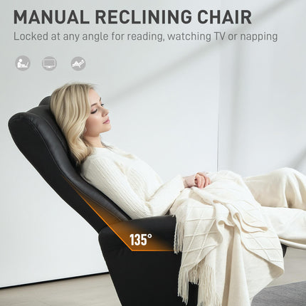 Swivel Recliner Chair with Footstool, PU Leather Recliner Armchair with Adjustab