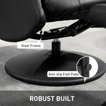 Swivel Recliner Chair with Footstool, PU Leather Recliner Armchair with Adjustab