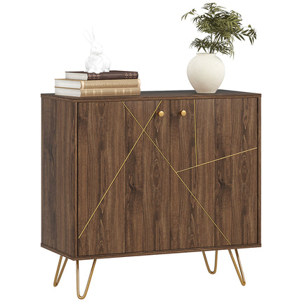 Modern Luxury Sideboard Storage Cabinet with Adjustable Shelf and Steel Harpin Legs - Brown