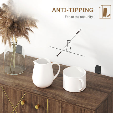 Modern Luxury Sideboard Storage Cabinet with Adjustable Shelf and Steel Harpin Legs - Brown