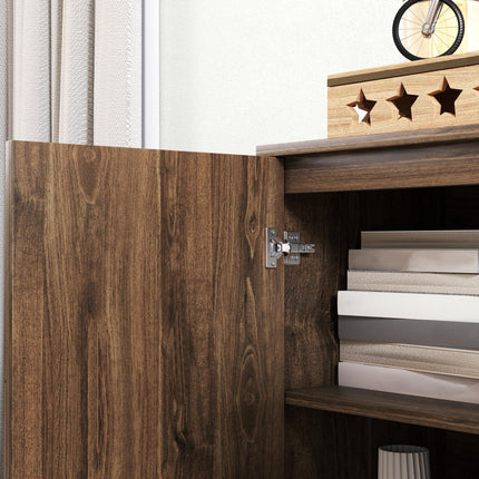 Modern Luxury Sideboard Storage Cabinet with Adjustable Shelf and Steel Harpin Legs - Brown