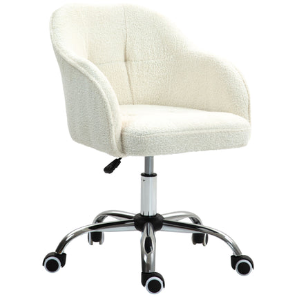 Teddy Fleece Swivel Office Chair with Adjustable Height - Cream