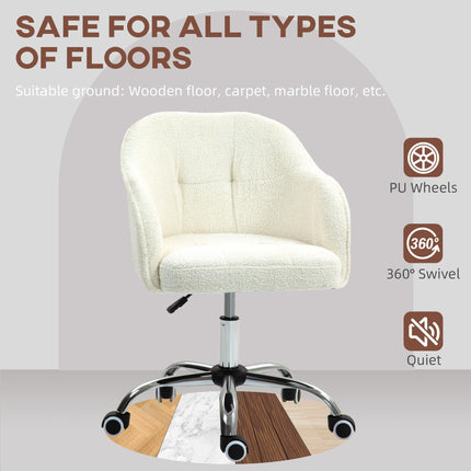 Teddy Fleece Swivel Office Chair with Adjustable Height - Cream