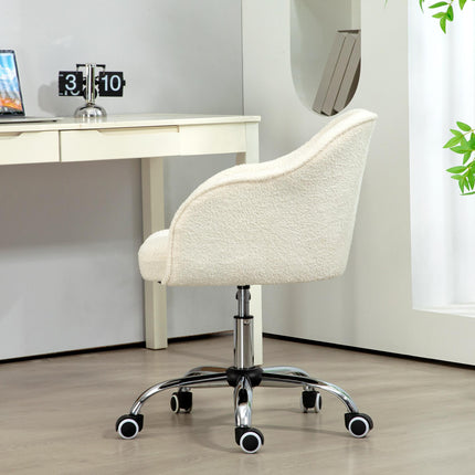 Teddy Fleece Swivel Office Chair with Adjustable Height - Cream