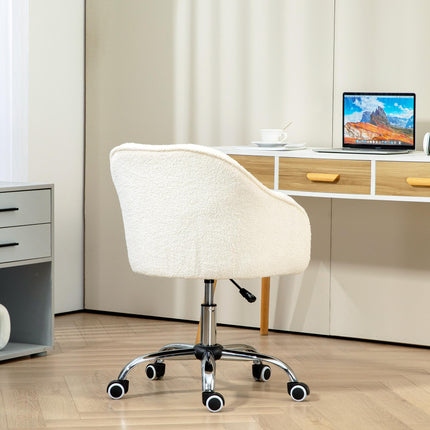 Teddy Fleece Swivel Office Chair with Adjustable Height - Cream