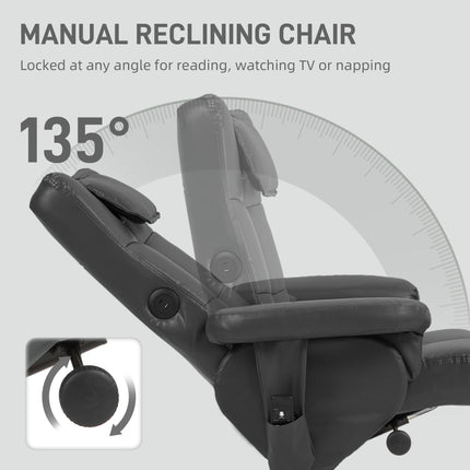 Faux Leather Massage Recliner Chair with Storage Ottoman - Black