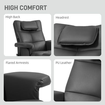 Faux Leather Massage Recliner Chair with Storage Ottoman - Black