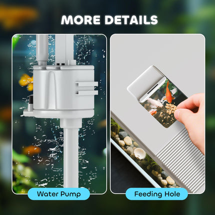26L Glass Fish Tank with Filter System, LED Lights & Water Pump - White
