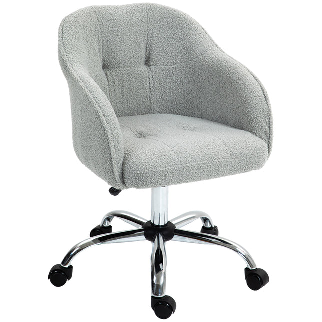 Teddy Fleece Swivel Office Chair with Tilt Function - Grey