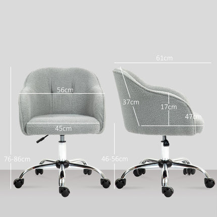 Teddy Fleece Swivel Office Chair with Tilt Function - Grey