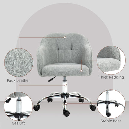Teddy Fleece Swivel Office Chair with Tilt Function - Grey