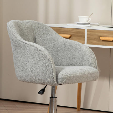 Teddy Fleece Swivel Office Chair with Tilt Function - Grey