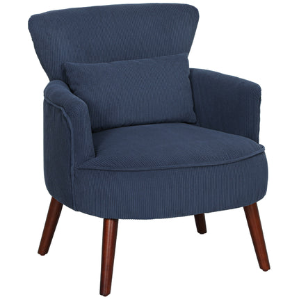 Corduroy Retro Wingback Accent Chair with Cushion - Blue