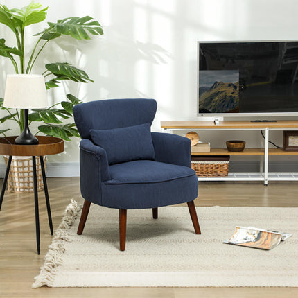 Corduroy Retro Wingback Accent Chair with Cushion - Blue