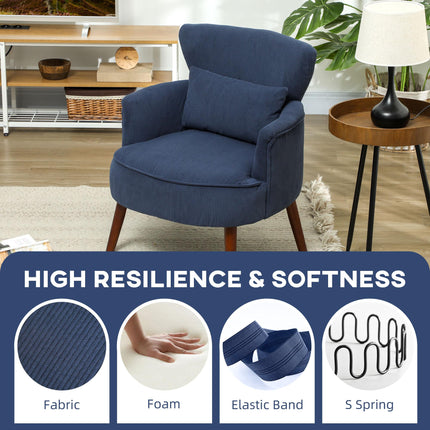 Corduroy Retro Wingback Accent Chair with Cushion - Blue