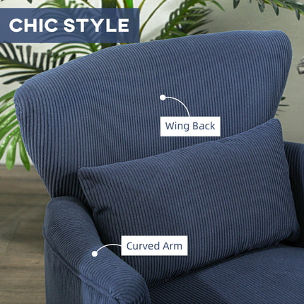Corduroy Retro Wingback Accent Chair with Cushion - Blue