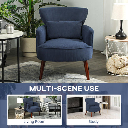 Corduroy Retro Wingback Accent Chair with Cushion - Blue