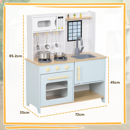 Pretend Play Kitchen, Kids Kitchen Playset with Light & Sound Stove, Turning Knobs, Cooking Accessories