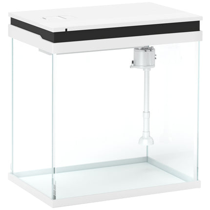 14L Glass Fish Tank with Filter, LED Lights & Water Pump - White
