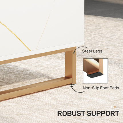 Elegant Marble Effect Storage Coffee Table - White