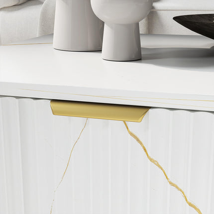 Elegant Marble Effect Storage Coffee Table - White