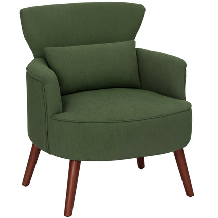 Corduroy Retro Wingback Accent Chair with Cushion - Green