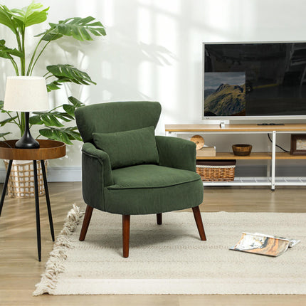 Corduroy Retro Wingback Accent Chair with Cushion - Green