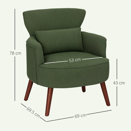 Corduroy Retro Wingback Accent Chair with Cushion - Green