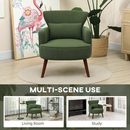 Corduroy Retro Wingback Accent Chair with Cushion - Green