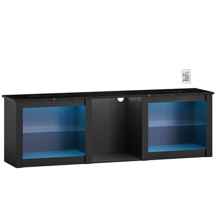 65" TV Stand with LED Lights and Storage - Black
