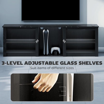 65" TV Stand with LED Lights and Storage - Black