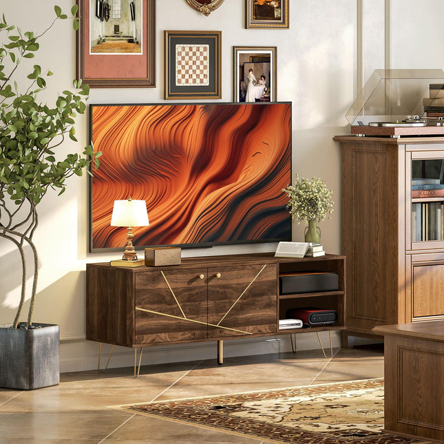 TV Stand Cabinet for up to 60 Inch TV, Modern 130cm TV Unit with Adjustable Shel