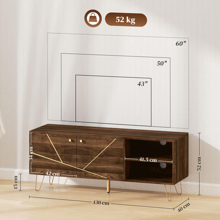 TV Stand Cabinet for up to 60 Inch TV, Modern 130cm TV Unit with Adjustable Shel