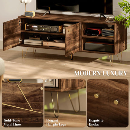 TV Stand Cabinet for up to 60 Inch TV, Modern 130cm TV Unit with Adjustable Shel